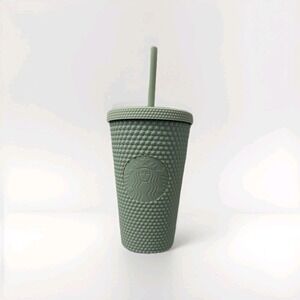 Starbucks Studded Light Spring Green Matte Soft Touch Cold Cup Tumbler 16 oz